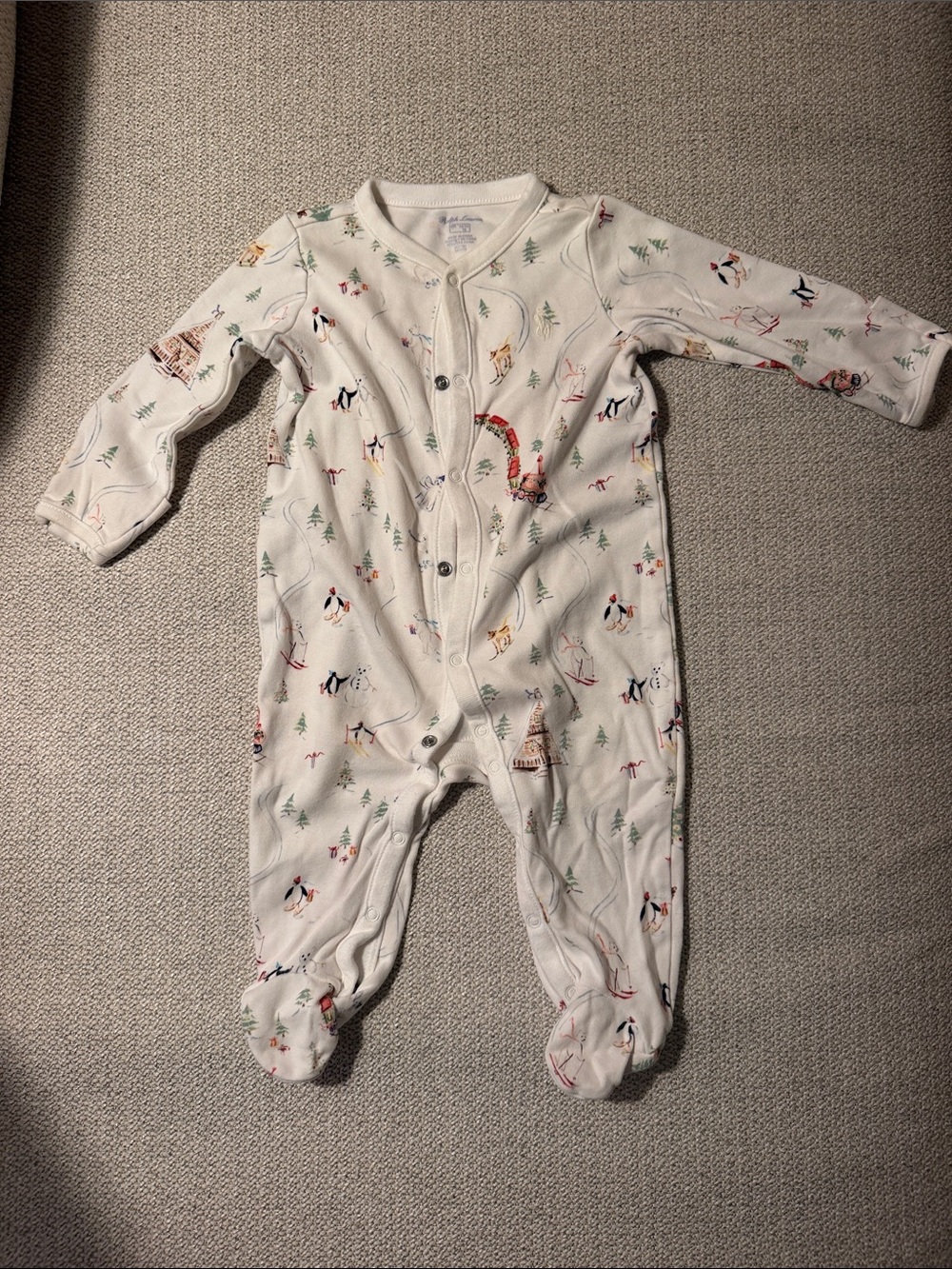 Ralph Lauren Holiday Print Footed One-Piece